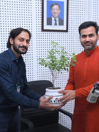 Sharing the principles of yoga and Ayurveda with the community at a local radio station. It is our mission to spread this ancient wisdom for holistic well-being.