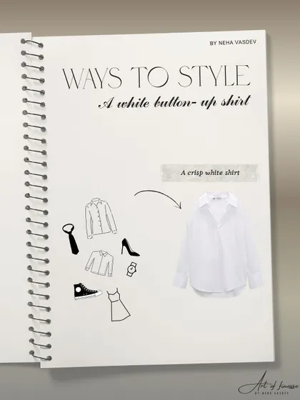 The crisp white shirt is the ultimate wardrobe essential. This is the cover of my guide on three ways to style this classic piece, showing its versatility for both office chic and weekend casual looks.