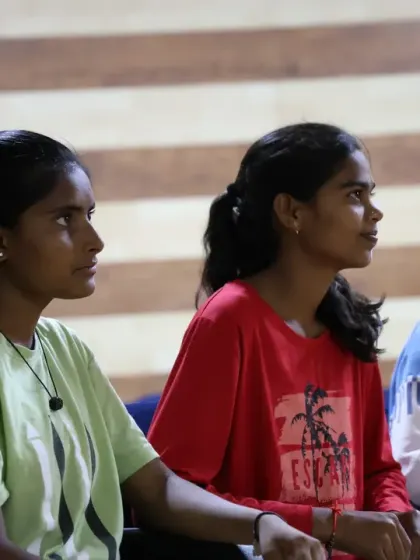 Learning to lead. Young athletes at Anantapur Sports Academy participate in the final modules of our Female Athlete Leadership Program. The sessions covered leadership skills, women's health, careers in sports, and financial literacy.