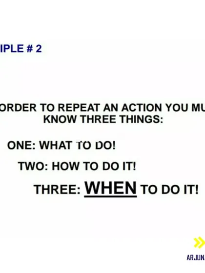 Principle #2: To repeat an action, you must know what to do, how to do it, and when to do it. Our coaching focuses on this structured approach.
