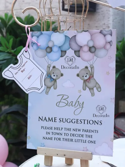 A "Baby Name Suggestions" station, where guests can help the new parents choose a name.