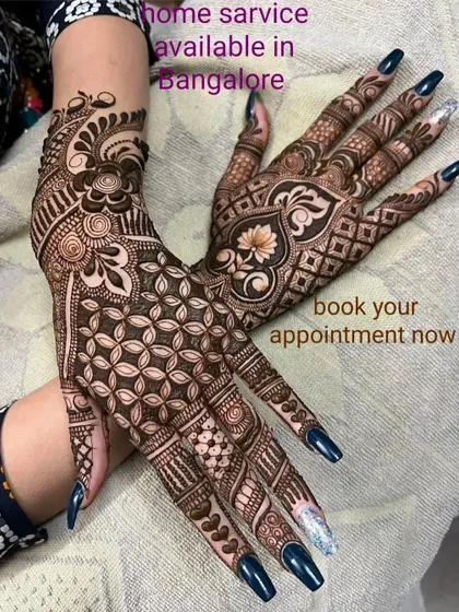 This modern Arabic design uses negative space and bold patterns to create a striking look. It's perfect for engagements or parties.
