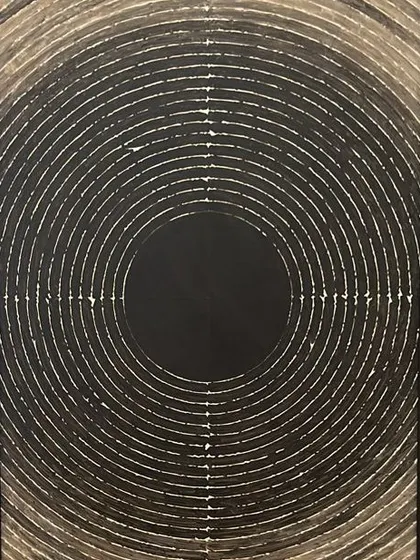 A monochromatic 'Bindu' by the legendary S.H. Raza, from an important private collection in Hyderabad. The piece offers a glimpse into Raza's artistic genius and his fusion of tradition and modernity.