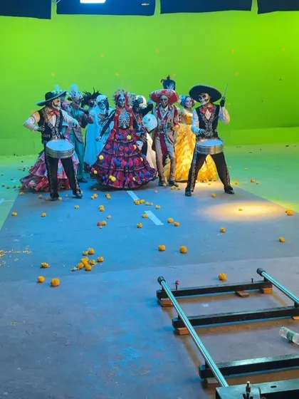 The cast in position for another shot. This project was a perfect example of themed event choreography, where the dance tells a story and enhances the visual spectacle.