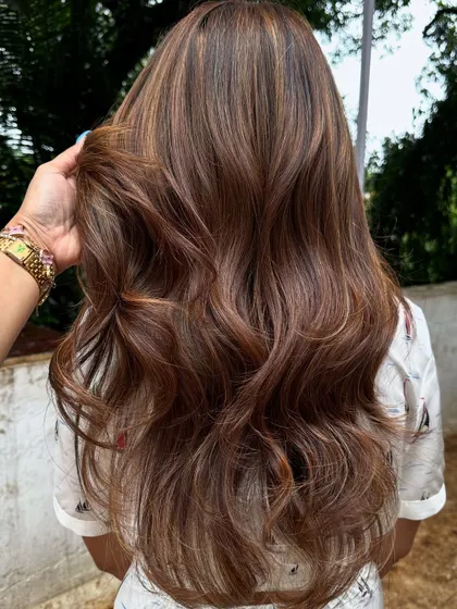 The back view of her holiday balayage.