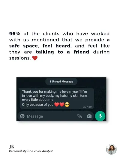 This client's message is why I do what I do. Helping people love themselves, their body, and their skin tone is the ultimate goal of finding your authentic style.