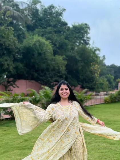 Dance is an expression of the soul's freedom. This picture captures that feeling for me, with my dupatta flying free in the wind. It’s a reminder to always live with an open and joyful heart.