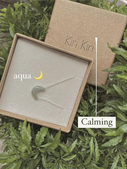 This is my Aquamarine Luna Pendant in its gift box. It's a perfect piece for anyone seeking calm and peaceful vibrations.