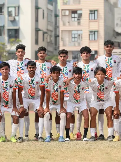 The U19 team, a family on and off the pitch. Posing together during the Delhi Youth League season.