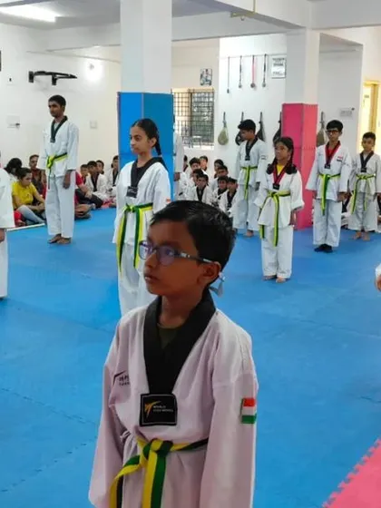 A group of students in their ready stance.