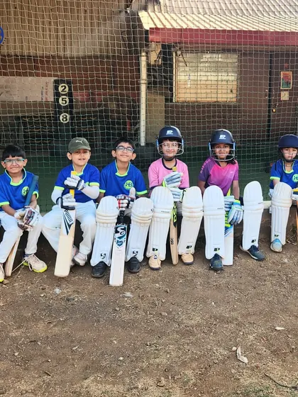 Our junior cricket team, fully kitted out and ready for action. This photo captures the professionalism and team unity we instill in our players from the very beginning.