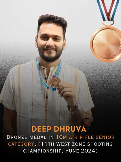 Deep Dhruva with his bronze medal from the 11th West Zone Shooting Championship in Pune. A great achievement in the competitive 10m Air Rifle Senior Category.