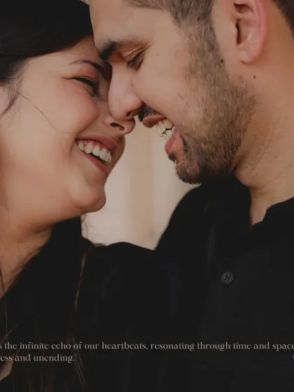 The pure, unscripted laughter between a couple. This close-up shot from a pre-wedding session captures a moment of genuine happiness and connection.