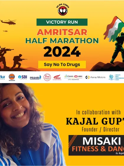 Another poster from the Amritsar Half Marathon, showcasing our collaboration with founder Kajal Gupta for the event.