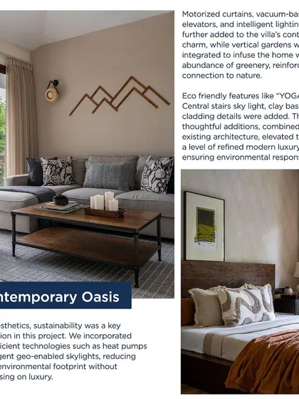An excerpt from our feature in Architect and Interiors India for Villa Tranquility. The article highlights our focus on sustainability, incorporating energy-efficient technologies and eco-friendly features into a refined, modern luxury home.