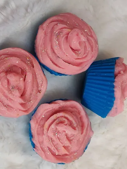 Another one of my fun creations: the cupcake soap. These look just like real cupcakes with frosting and glitter, and they are a beautiful, fragrant addition to any bathroom or gift hamper.