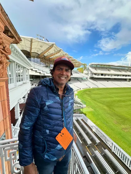 On the balcony at Lord's, overlooking the historic ground. A moment to soak in the history of our sport.