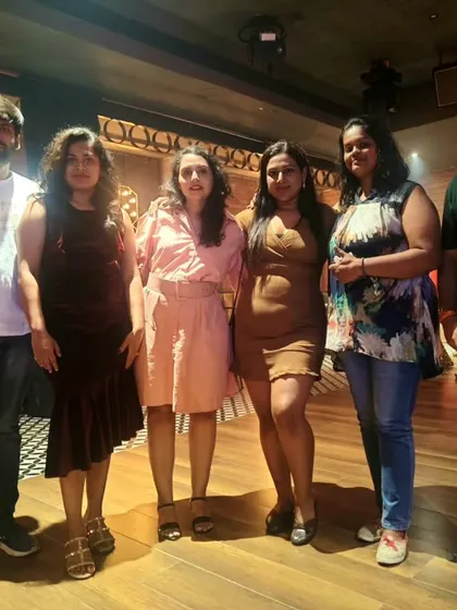 Posing with some happy guests after a retro Bollywood event. It's always great to connect with the people I'm playing for.