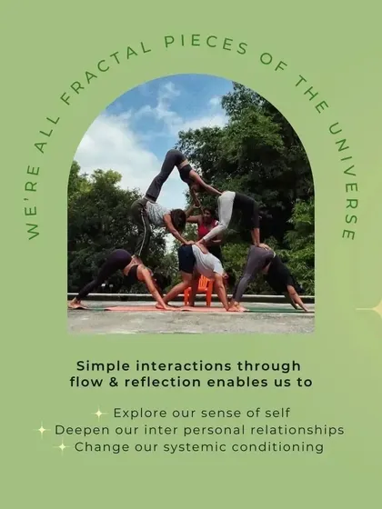 We are all fractal pieces of the universe. This graphic explains the philosophy behind our Flow Fests, using flow and reflection to explore our sense of self and deepen relationships.
