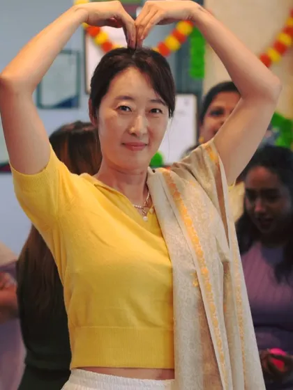 One of our students shares a moment of happiness during the Onam festivities. We encourage self expression and participation in all our community events.