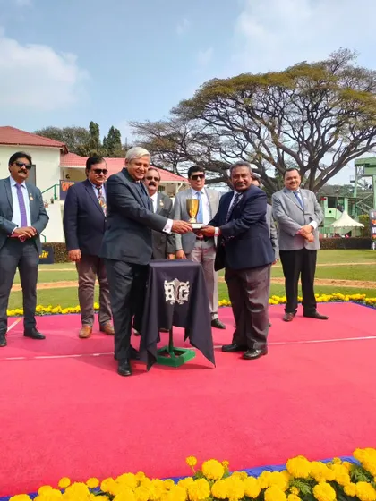 The Stewards Gold Cup is presented to the winning connections of Maple Leaf.