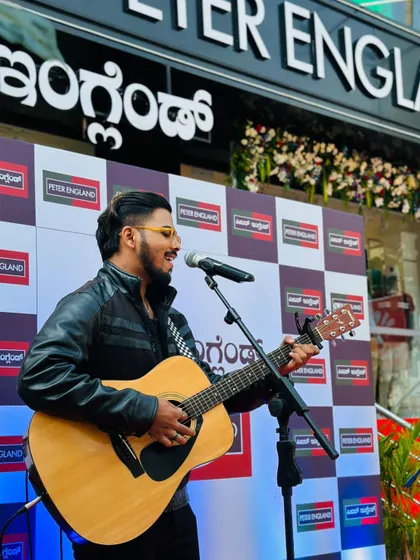 Performing at the Peter England store launch. I enjoy collaborating with brands to provide entertainment that aligns with their image and event goals.