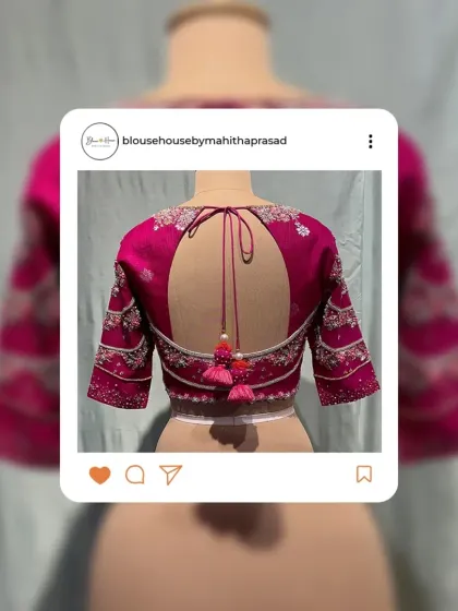 A social media feature of the pink zari kota blouse.