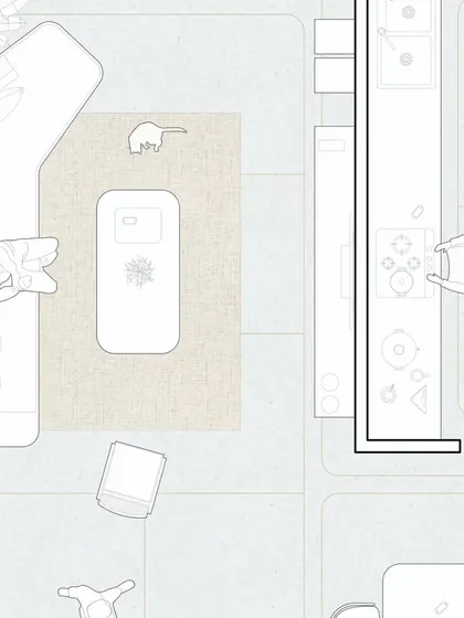 A detailed view of the living and kitchen layout for 'The Time Capsule'. This plan emphasizes the open, connected feel of the main living space, which is central to the home's welcoming atmosphere.