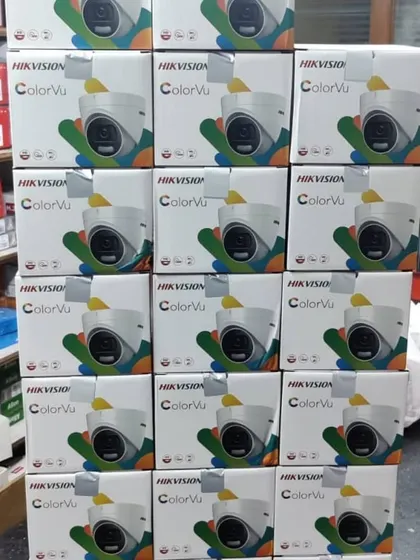 A large stock of Hikvision ColorVu turret cameras, ready for projects that demand high-quality color video at night.
