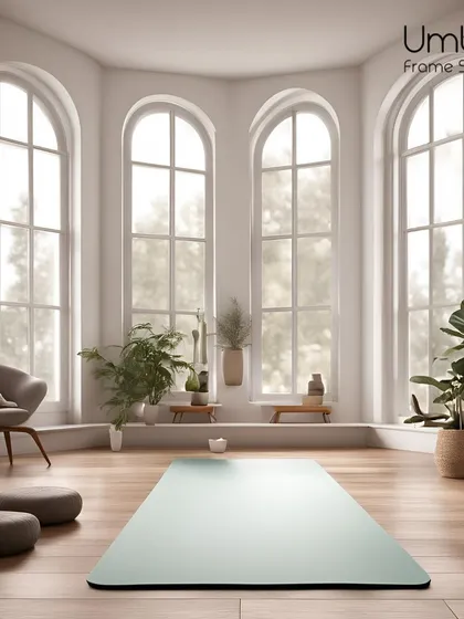 A dedicated yoga room with arched windows and plenty of open space, designed to be a sanctuary for practice and relaxation.