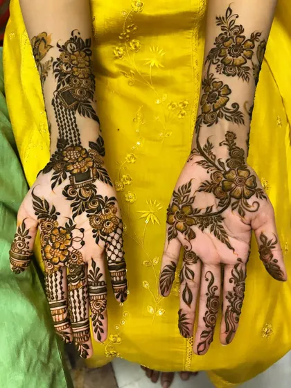 A close-up of a beautiful floral design, showing the mix of bold flowers and delicate details.