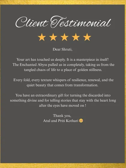 Another beautiful testimonial, this time for "The Enchanted Abyss." When my art becomes part of someone's life story, I know my purpose is fulfilled. Happy client, happy me.