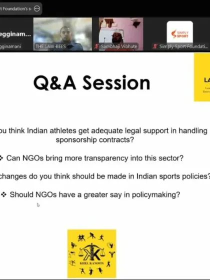We ask the tough questions to drive change in sports policy. This Q&A slide from an inter partner meeting prompts discussion on legal support for athletes, the role of NGOs in transparency, and the need for greater say in policymaking.