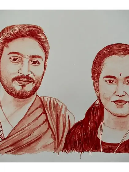 A blood portrait of a couple in traditional attire, perfect for capturing cultural heritage.