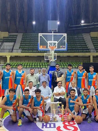 The Bharath Sports Union team celebrating our 'C' Division win.