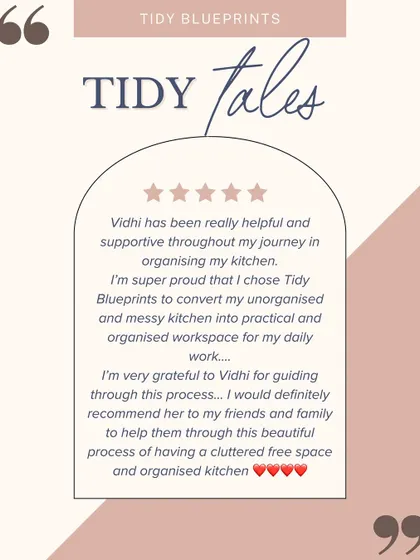 A review from a virtual consultation client. I'm so proud that I could guide her through the process of transforming her messy kitchen into a practical and organized workspace.
