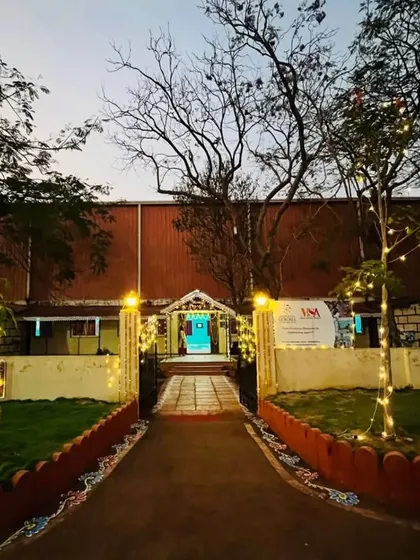 The beautifully lit entrance to Manik Sports Academy, where we recently installed new court mats to enhance the training experience.