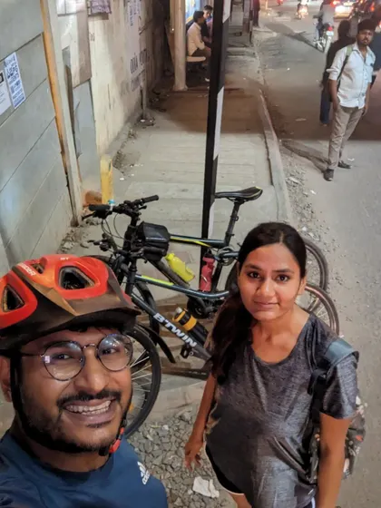Two of our early adopters on an impromptu ride, enjoying the cold, windy Bangalore night. Our WhatsApp group makes it easy to find a cycling buddy anytime.