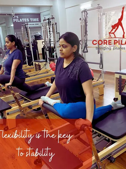 Flexibility is the key to stability. Our clients work on their splits using the reformer, which provides support while allowing for a deep and effective stretch.