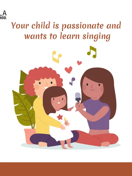 An illustration of a family singing together. A child's passion and desire to learn singing is the most important sign that they are ready to start their musical journey.