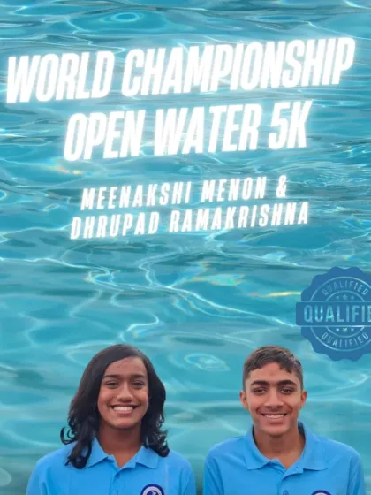 Celebrating Meenakshi Menon and Dhrupad Ramakrishna qualifying for the World Open Water 5k Championship.