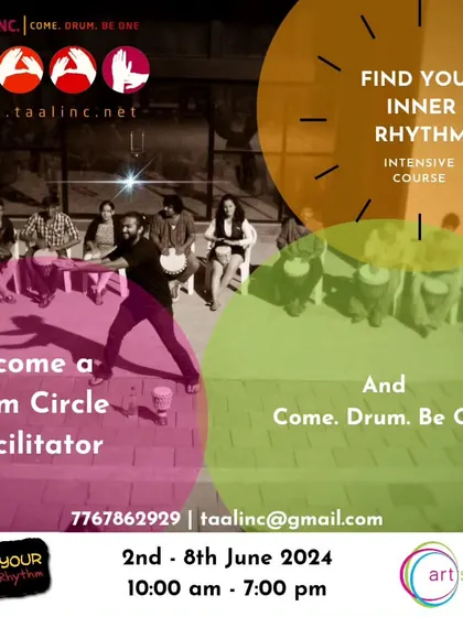 Another one of our promotional posters for the 'Find Your Inner Rhythm' course. The imagery focuses on the act of facilitation and the feeling of being 'one' with the group.