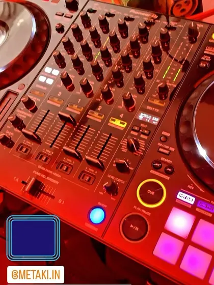 A detailed look at my professional-grade mixer, essential for seamless transitions and effects.