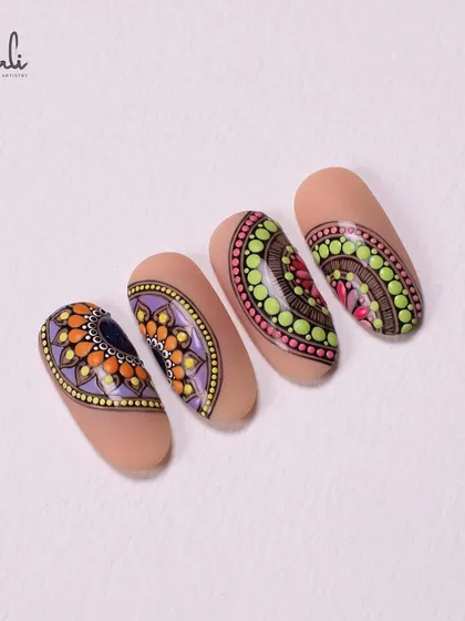 Another look at my hand-painted mandala nails. The precision and detail are what make these designs so special.