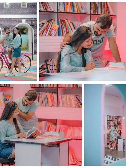 A cute and romantic story told through our library and bicycle sets, perfect for couples who share a love for books or sweet, everyday moments.