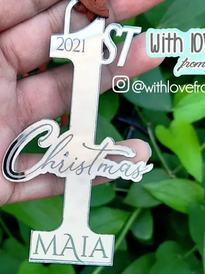 Mark a special milestone with this "First Christmas" ornament, personalized with a name and year. It's a wonderful keepsake for a baby's first Christmas, a couple's first year of marriage, or a first holiday in a new home.