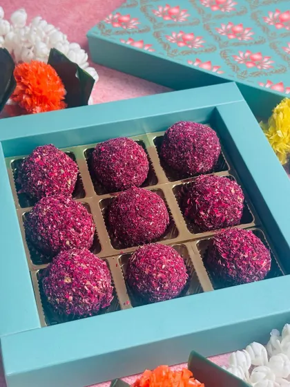 My Rose and Pistachio Truffles are a perfect example of fusion flavors. I blend rich, velvety white chocolate with the delicate taste of rose and the crunch of pistachio, creating an elegant treat for festive seasons like Diwali.