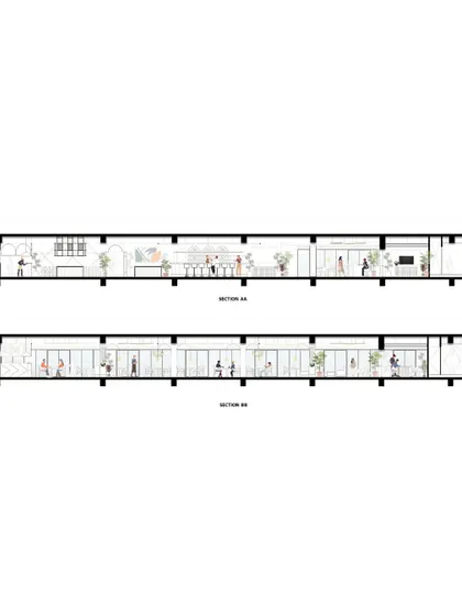 These section drawings of Citadines show how the design balances privacy and openness. The integration of open balconies provides visual relief and city views, enhancing the overall spatial experience for guests.