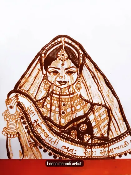 A full-face bridal portrait created with henna. This advanced technique requires a steady hand and an understanding of facial features, which I teach in my portrait-focused crash course.