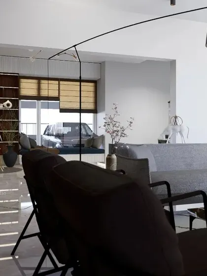 Guest drawing rooms are often where stories are shared. We designed this space to be a canvas for the family's spirit, with plenty of room for photos and trophies. It’s a bridge between tradition and modernity, blending warmth and hospitality while maintaining the privacy of the main family areas.